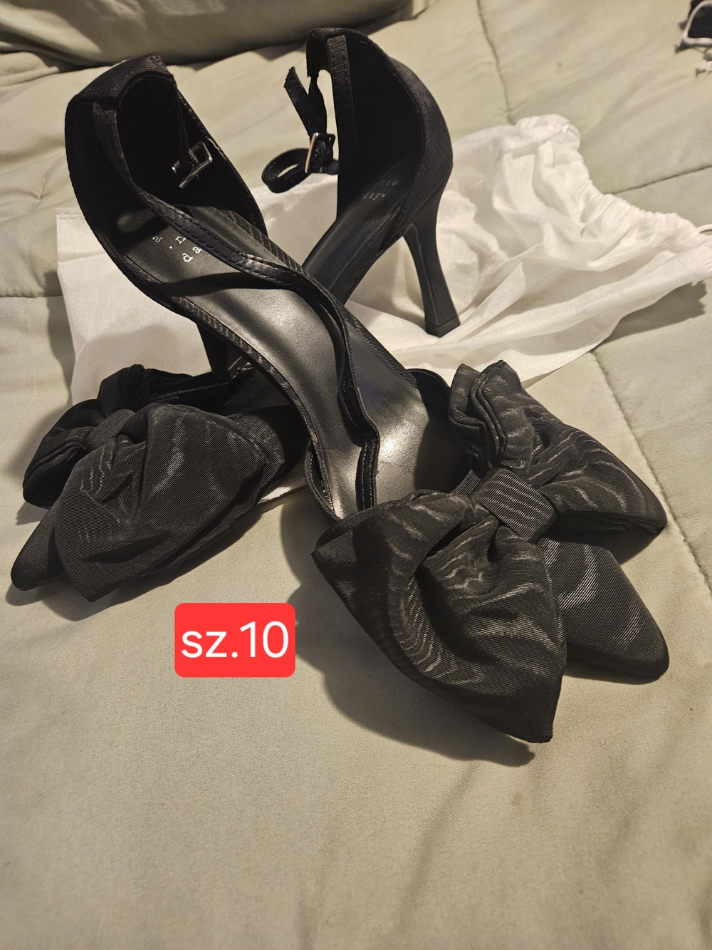 Women’s Black Bow Ankle-Strap Heels